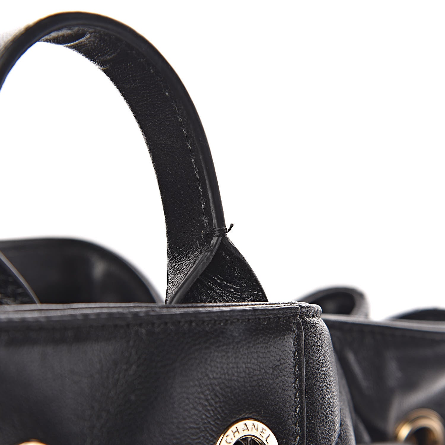 Chanel Lambskin Quilted Drawstring Backpack Black 10 of 14