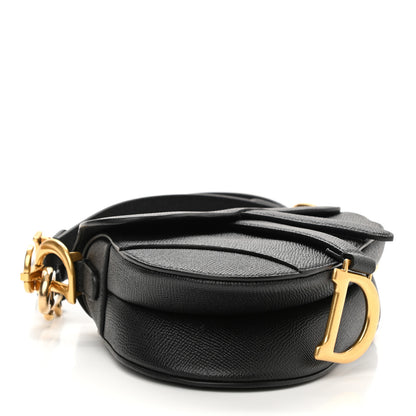 Christian Dior Grained Calfskin Mini Saddle Bag With Strap Black 4 of 8
