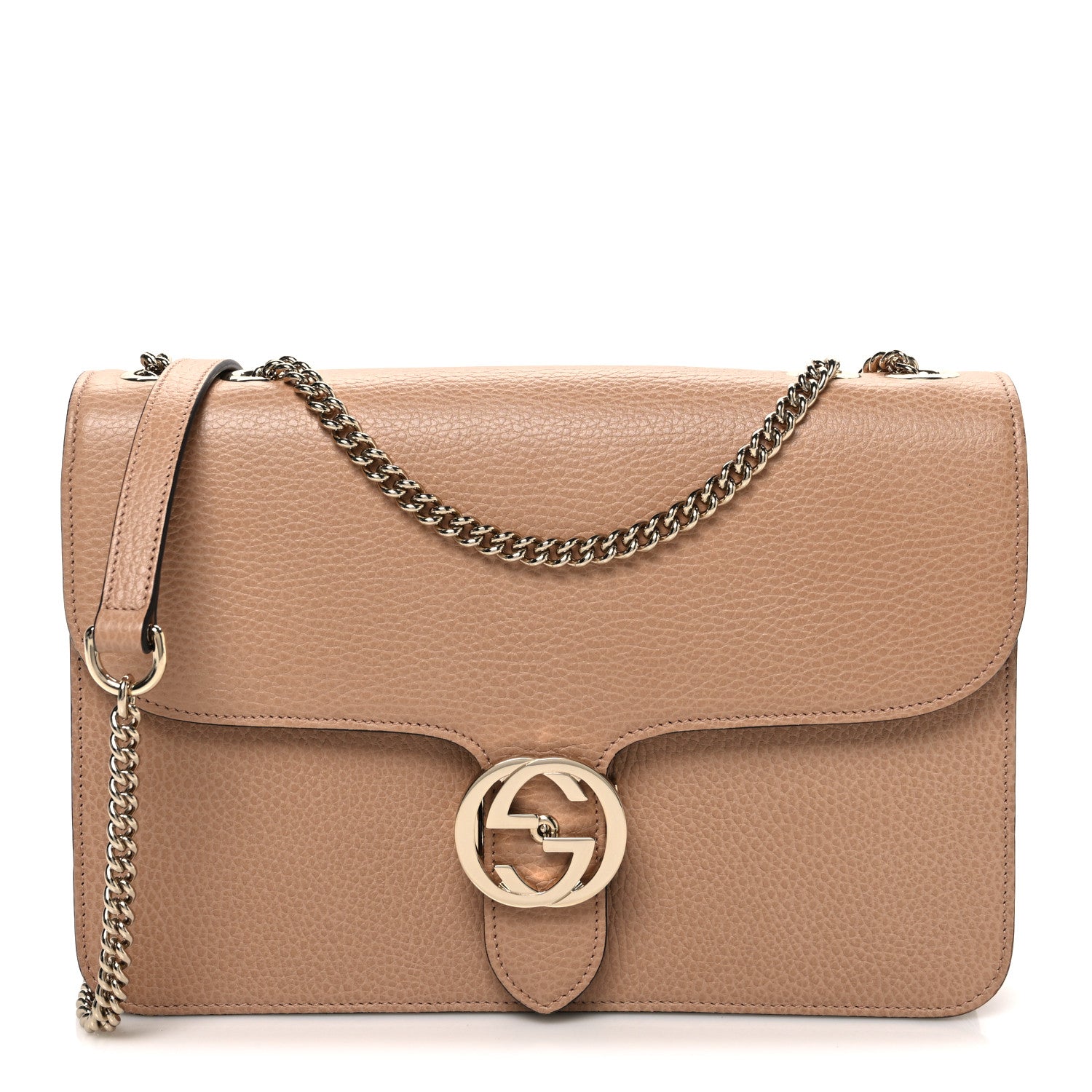 Gucci Dollar Calfskin Interlocking G Shoulder Bag Camelia 1 of 10