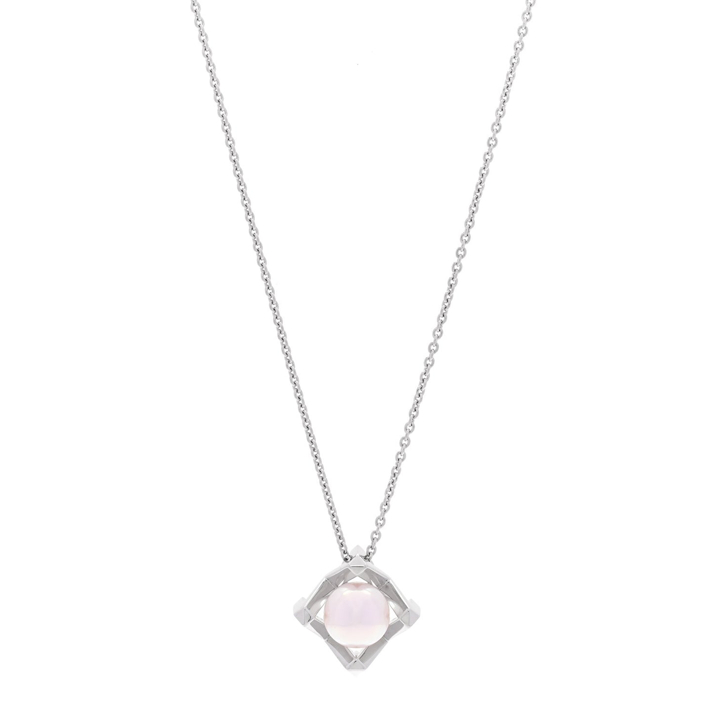 18K White Gold Akoya Cultured Pearl 7.5mm M Collection Pendant Necklace