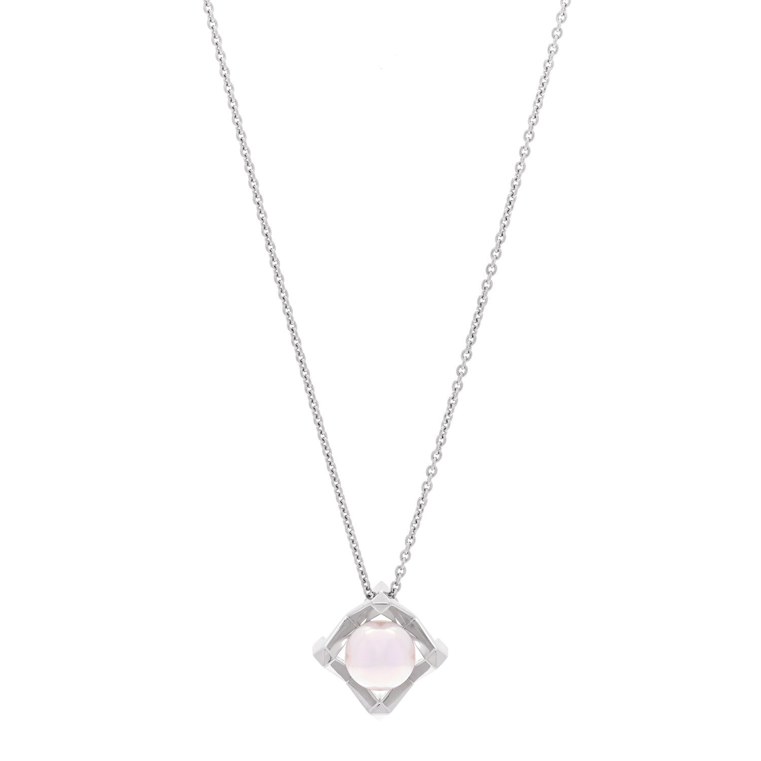 Mikimoto 18K White Gold Akoya Cultured Pearl 7.5mm M Collection Pendant Necklace 1 of 7