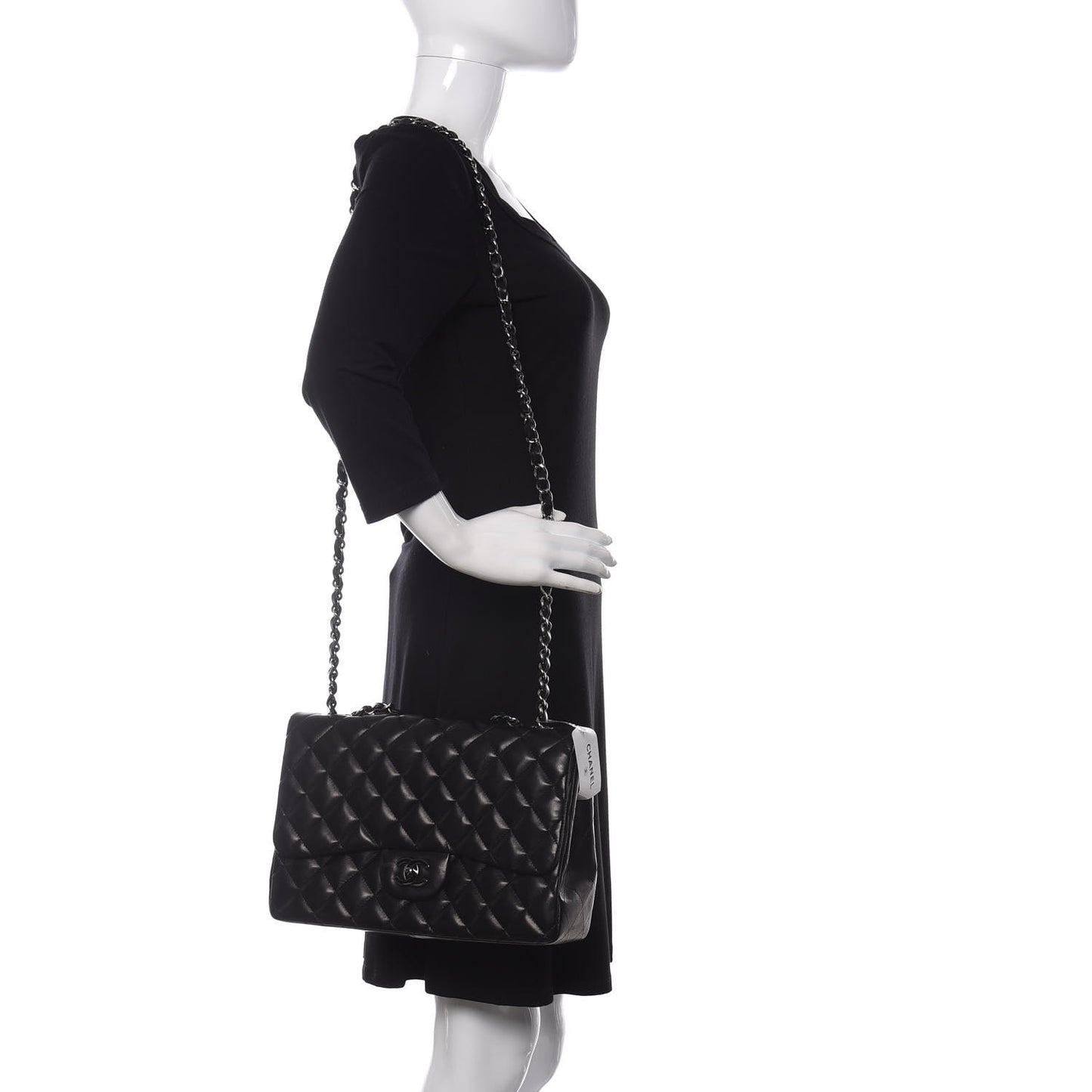 Lambskin Quilted Jumbo Single Flap Black