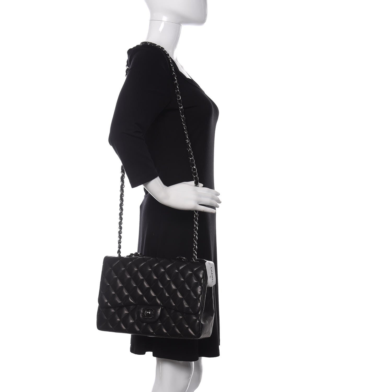 Chanel Lambskin Quilted Jumbo Single Flap Black 2 of 9