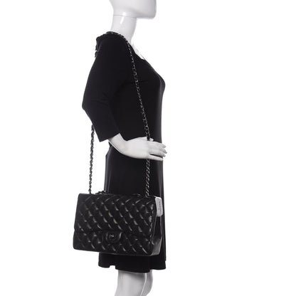 Chanel Lambskin Quilted Jumbo Single Flap Black 2 of 9