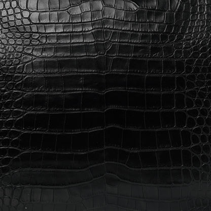 Saint Laurent Calfskin Crocodile Embossed Large Convertible ID Bag Black 8 of 10