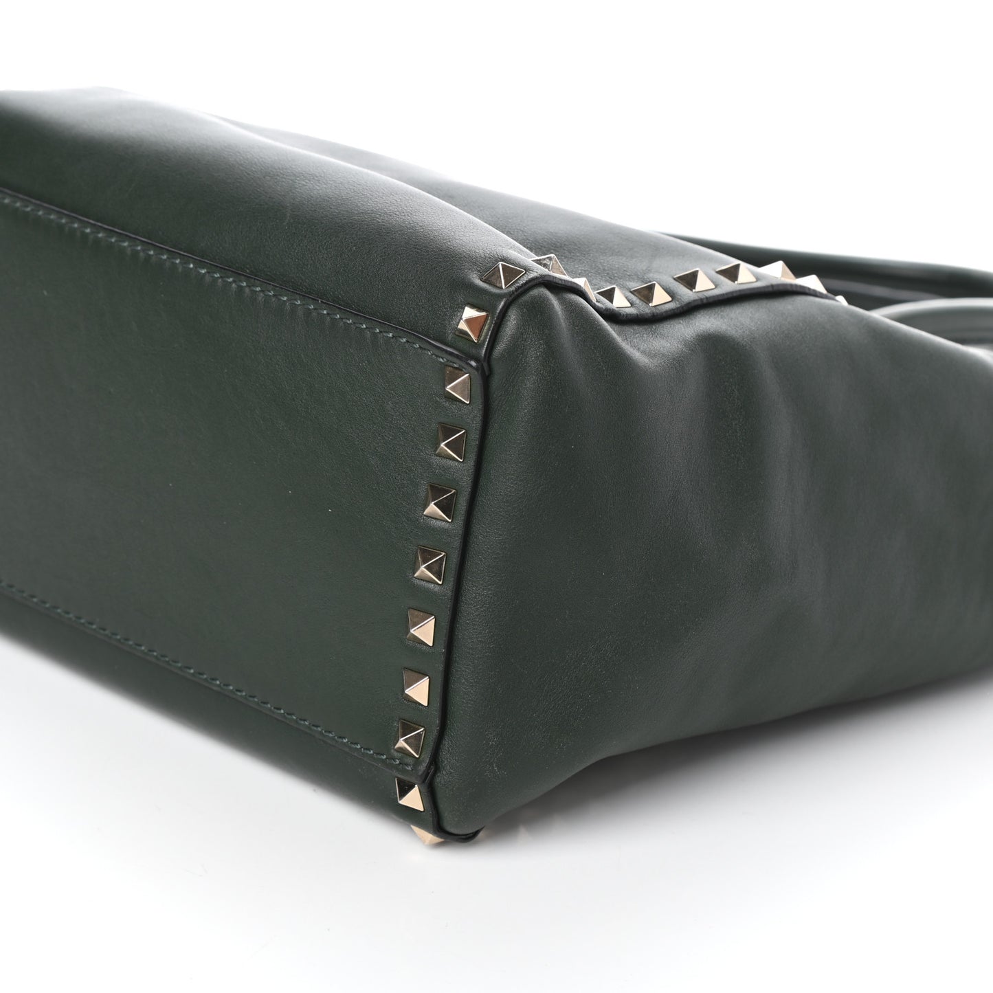 Vitello Rockstud Double Handle Tote Green