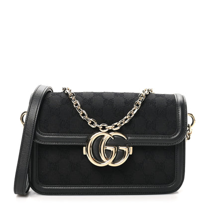 Gucci Crepe Wool Silk GG Monogram Go Small Shoulder Bag Black 1 of 10