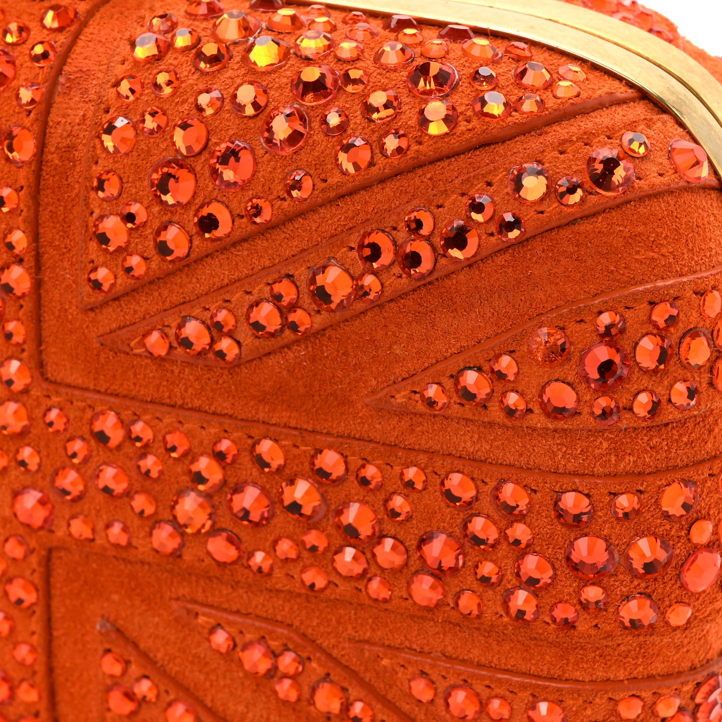 Suede Crystal Britannia Skull Box Clutch Orange