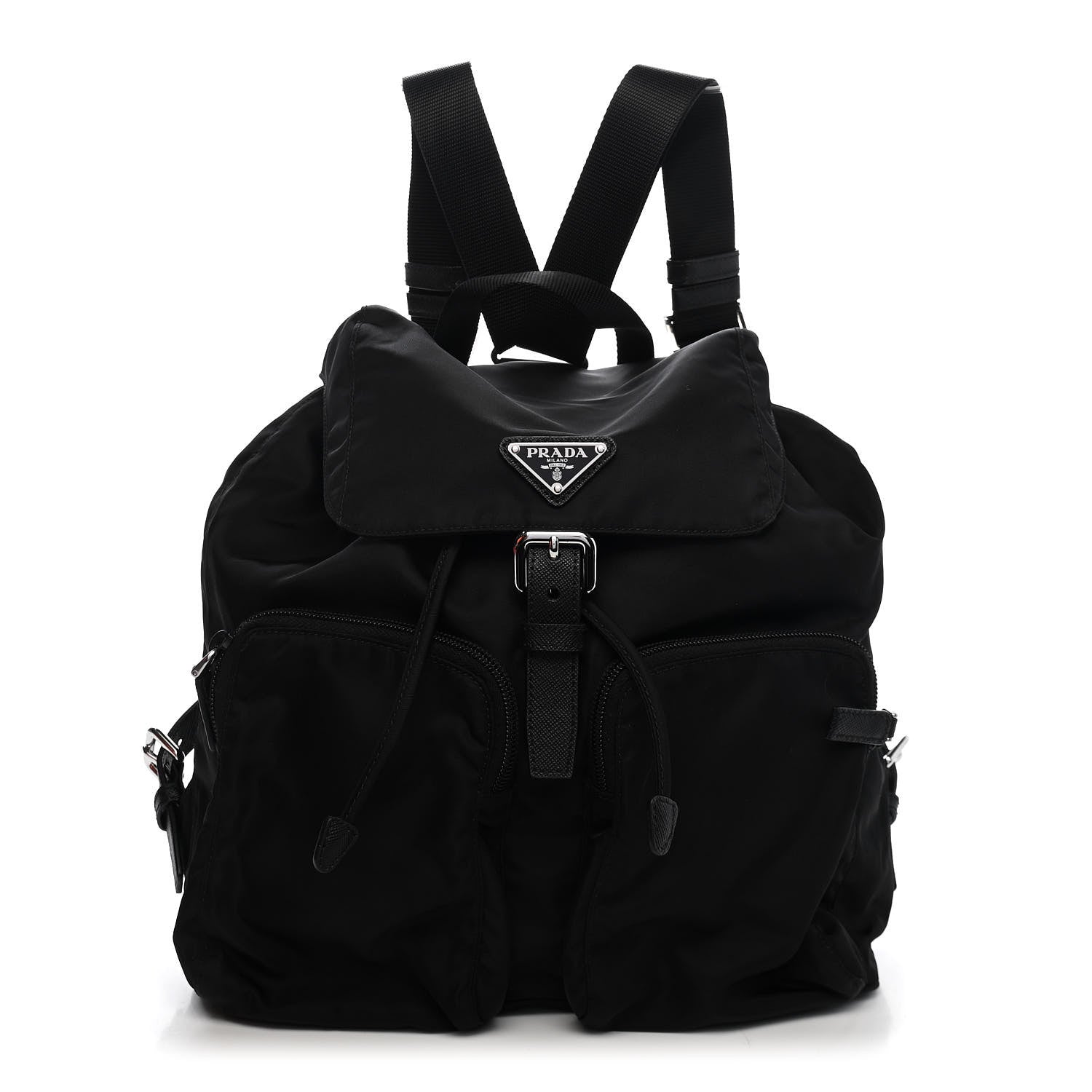 Prada Tessuto Nylon Saffiano Medium Backpack Black 2 of 16
