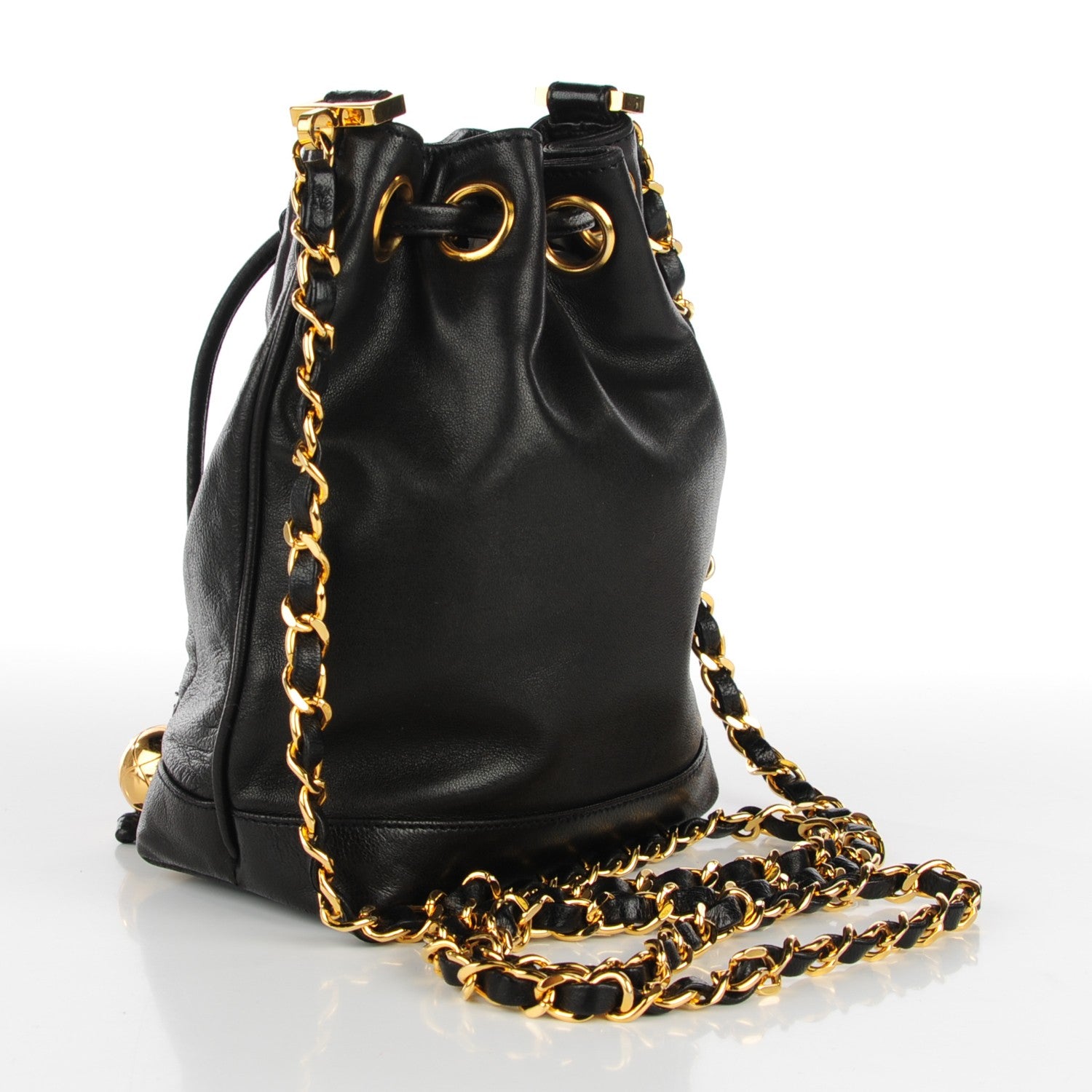 Chanel Lambskin CC Drawstring Bag Black 3 of 9