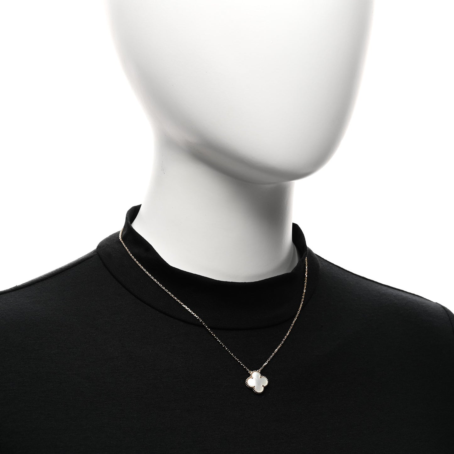 18K Yellow Gold Mother of Pearl Vintage Alhambra Pendant Necklace