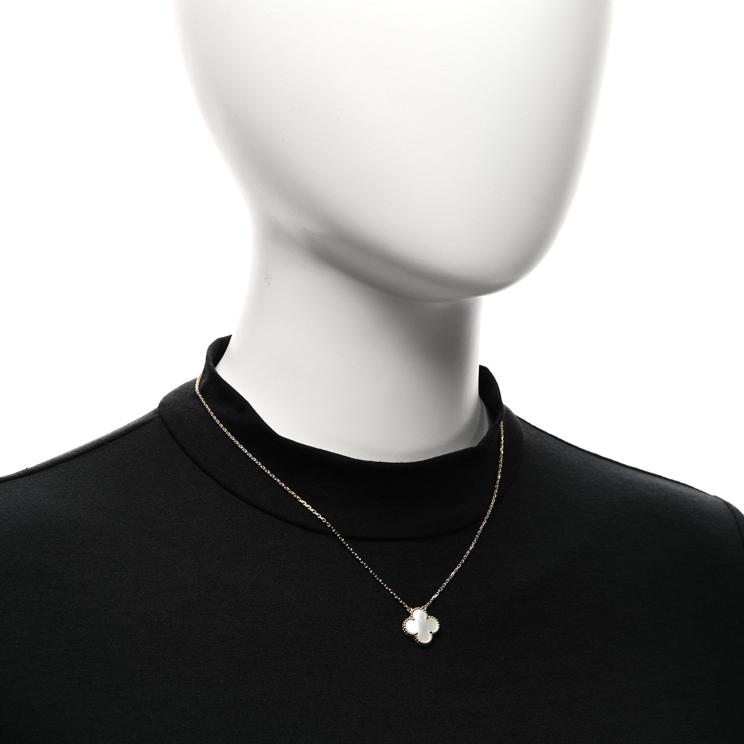Van Cleef & Arpels 18K Yellow Gold Mother of Pearl Vintage Alhambra Pendant Necklace 2 of 5