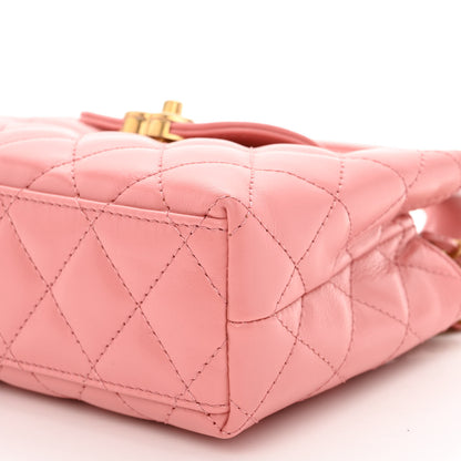 Chanel Shiny Aged Calfskin Quilted Nano Kelly Shopper Coral Pink 10 of 10