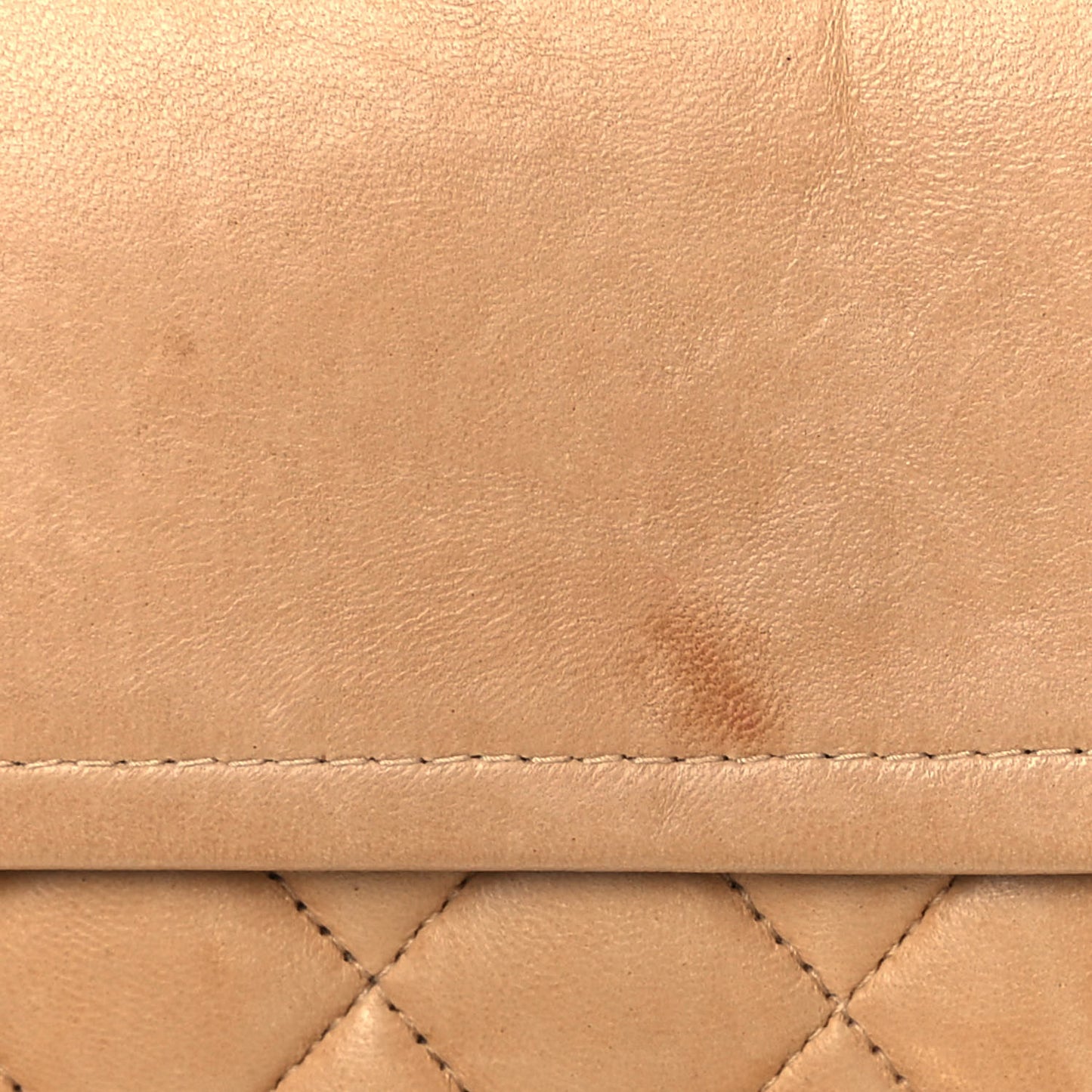 Lambskin Quilted Medium Double Flap Beige