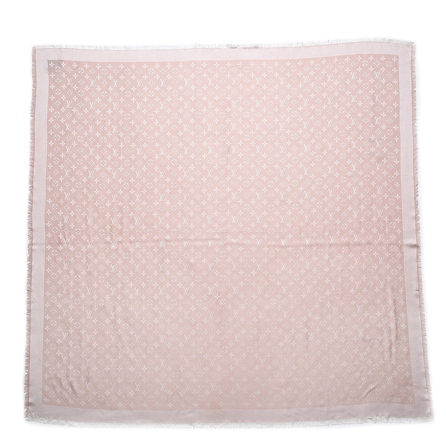 Silk Wool Monogram Denim Shawl Pink