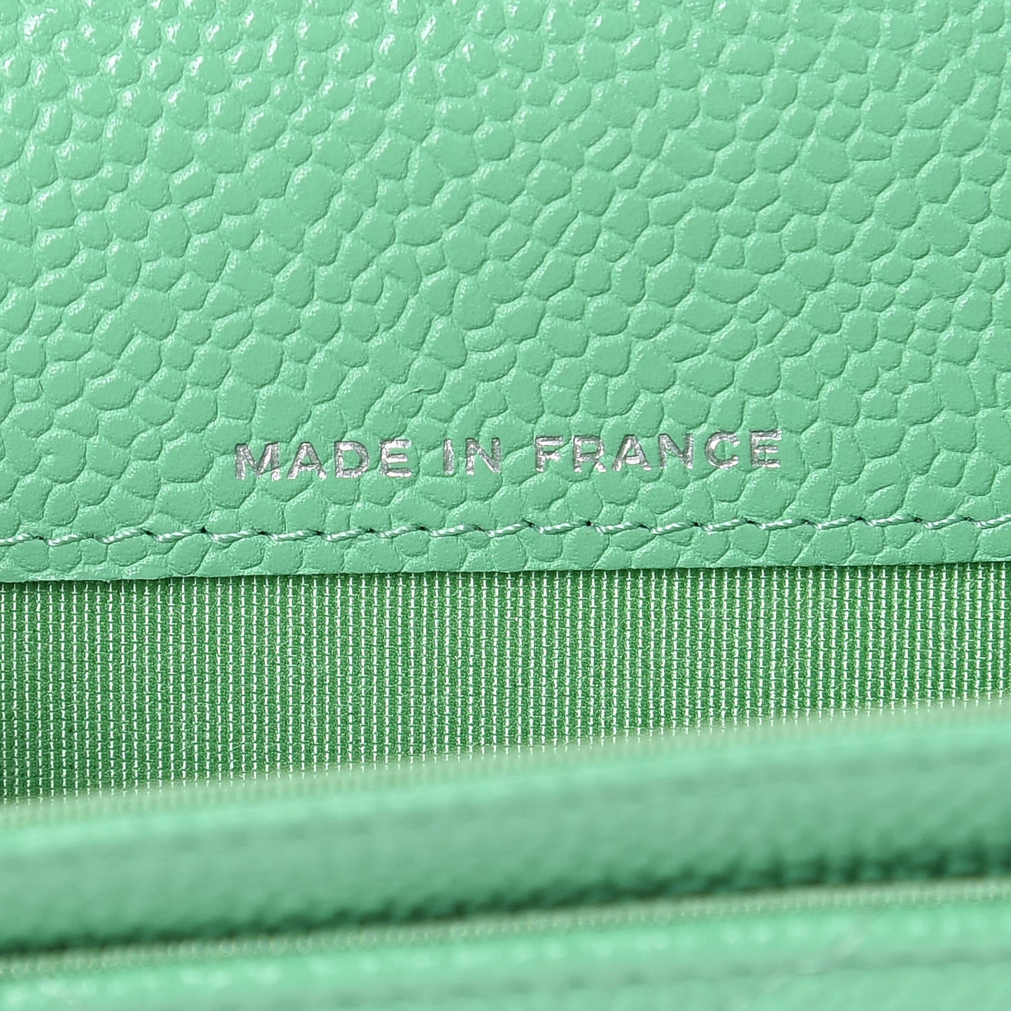 Caviar Chevron Quilted Flap Card Holder Green