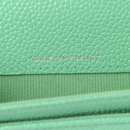 Chanel Caviar Chevron Quilted Flap Card Holder Green 7 of 9