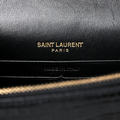 Saint Laurent Calfskin Crocodile Embossed Kate Monogram Tassel Chain Wallet Black 6 of 11