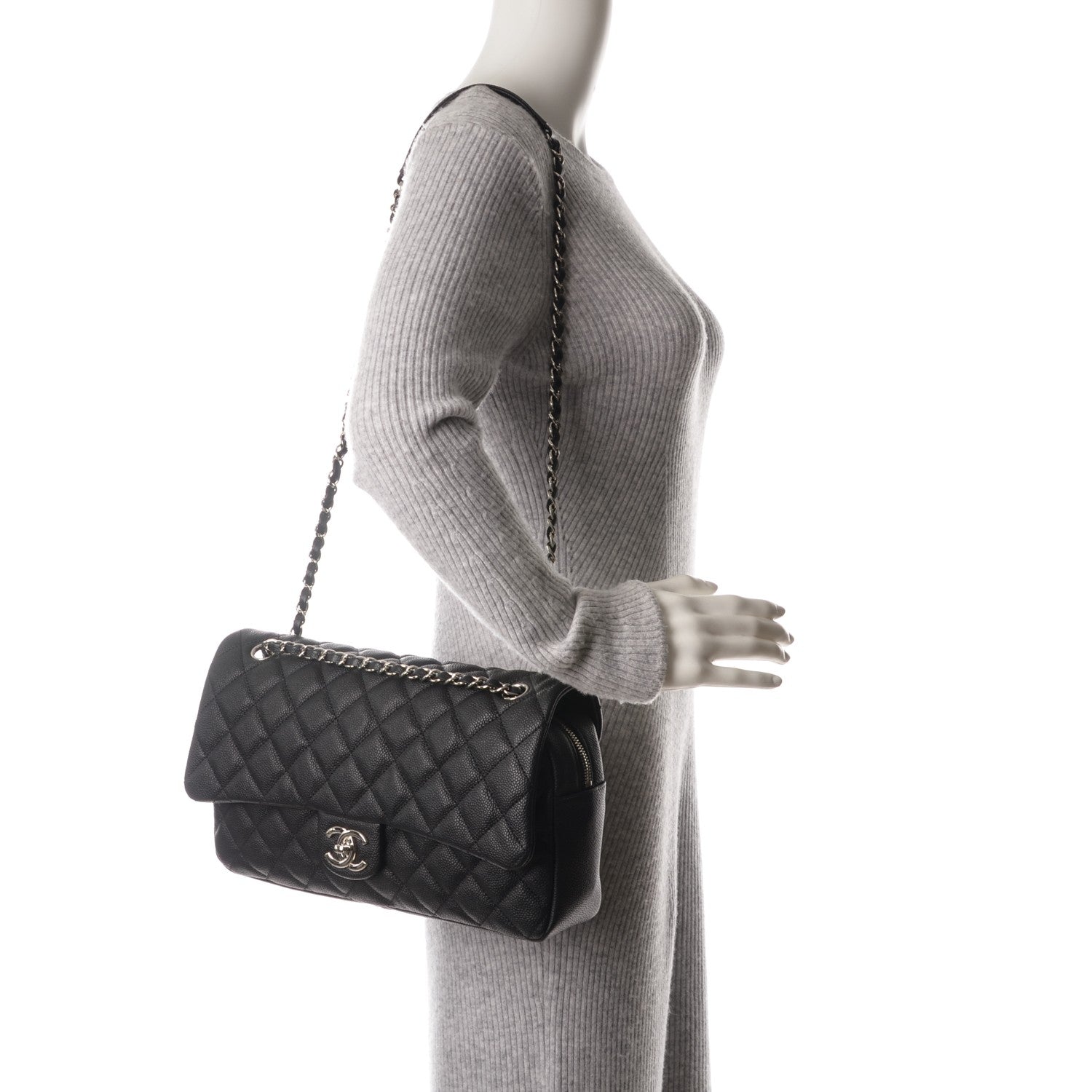 Chanel Caviar Quilted Jumbo Easy Flap Black 2 of 7