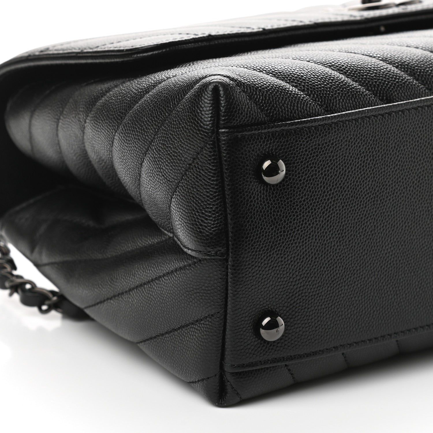 Chanel Caviar Chevron Quilted Small Coco Handle Flap So Black 9 of 10