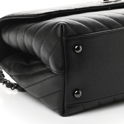 Chanel Caviar Chevron Quilted Small Coco Handle Flap So Black 9 of 10