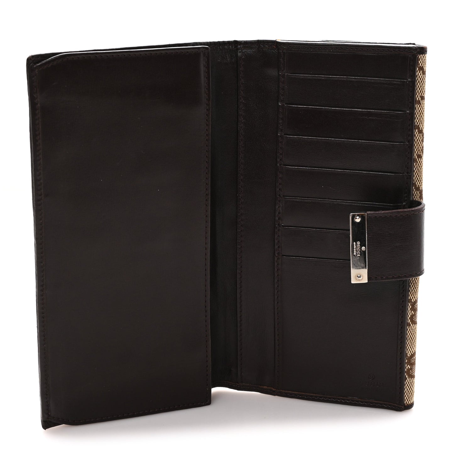 GG Plus Monogram Icon Bar Continental Flap Wallet Dark Brown