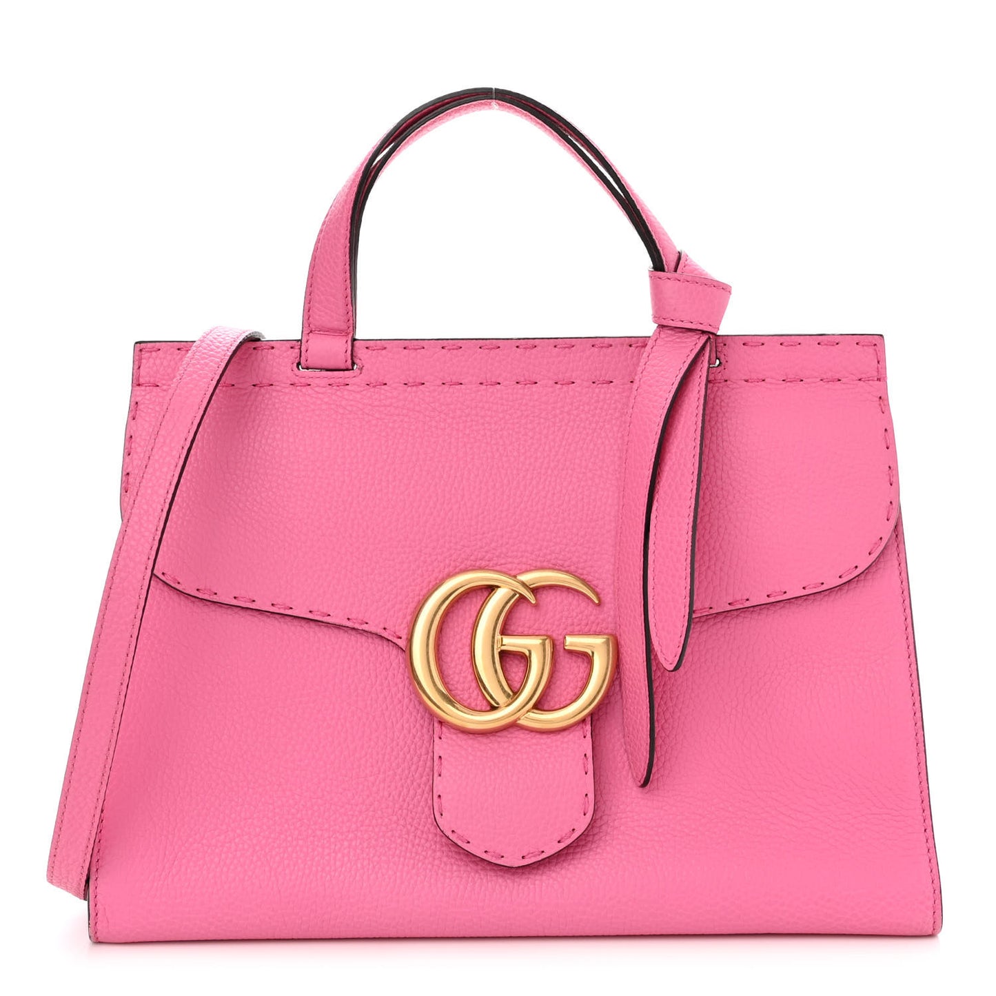 Calfskin Small GG Marmont Top Handle Bag Pink Tropical Flower