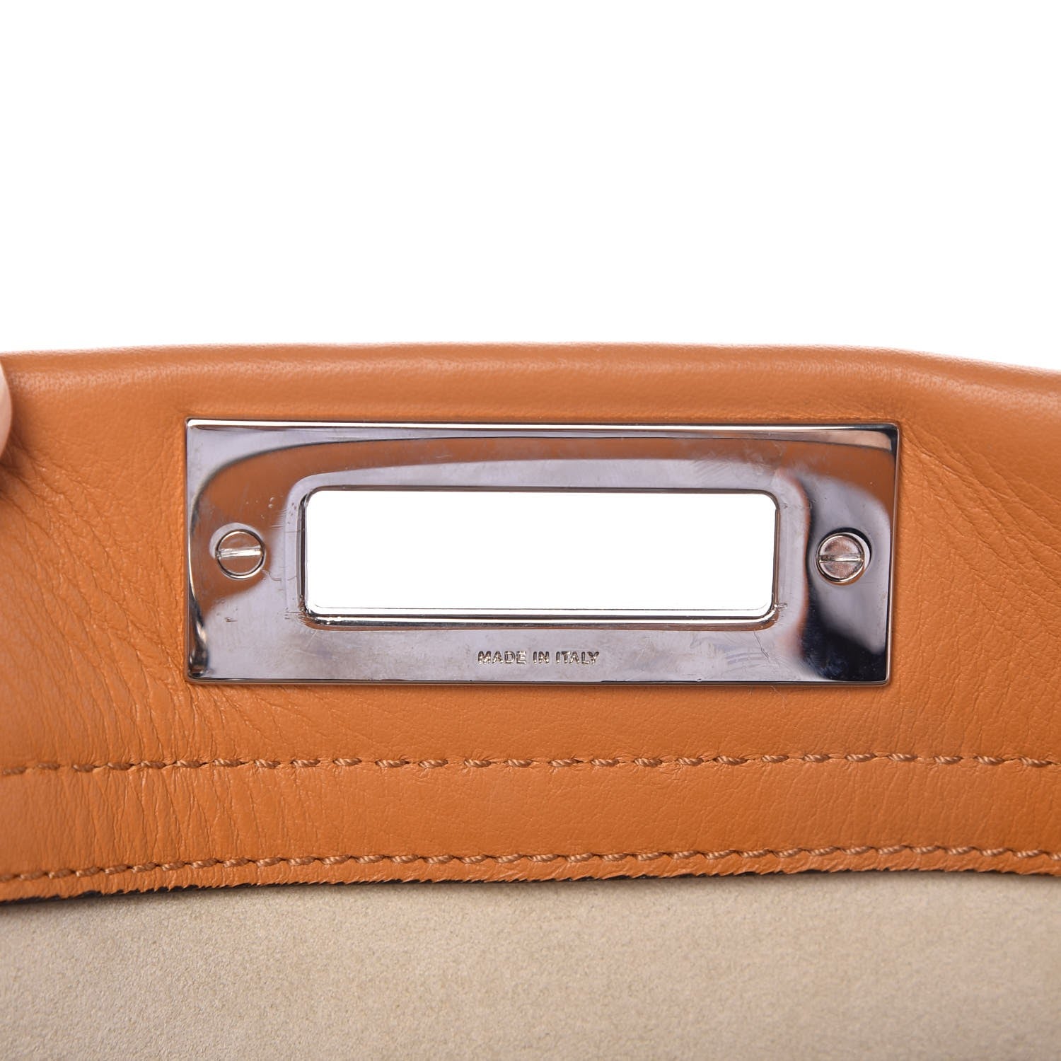 Fendi Vitello Seta Shiny Nappa Plexiglass Granite Medium Peekaboo Iconic Satchel Ginger Latte 9 of 15