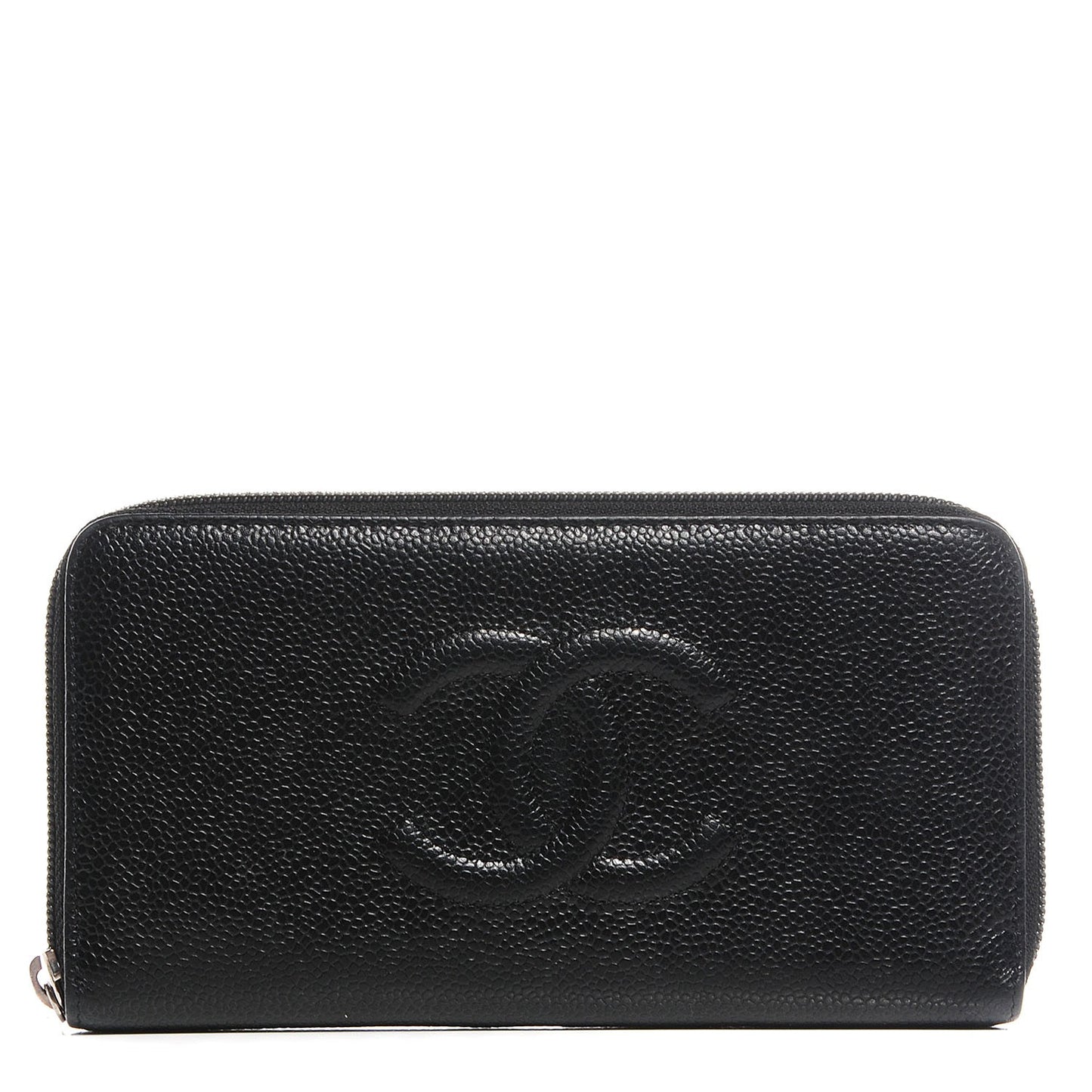 Caviar Large Timeless CC Zip Around Wallet Black