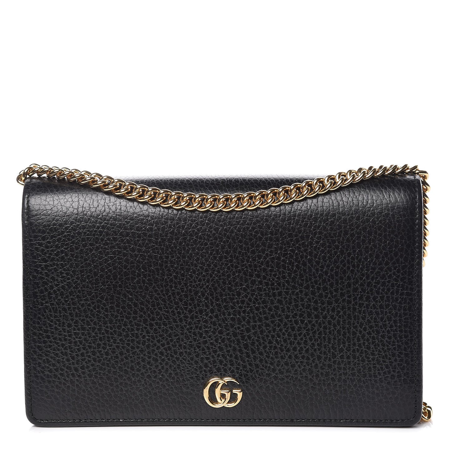Calfskin Mini GG Marmont Chain Wallet Black