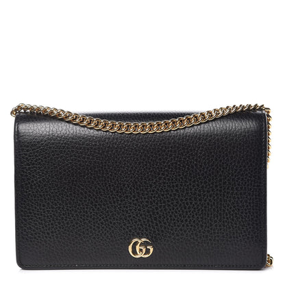 Gucci Calfskin Mini GG Marmont Chain Wallet Black 1 of 10