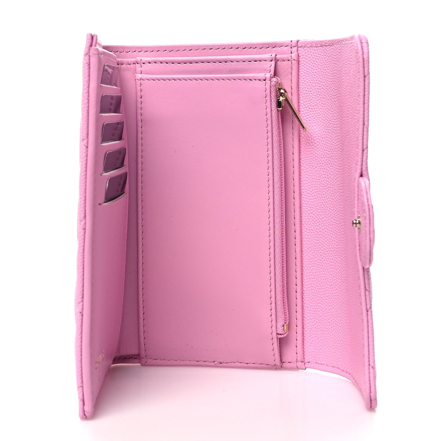 Caviar Quilted Medium Flap Wallet Pink