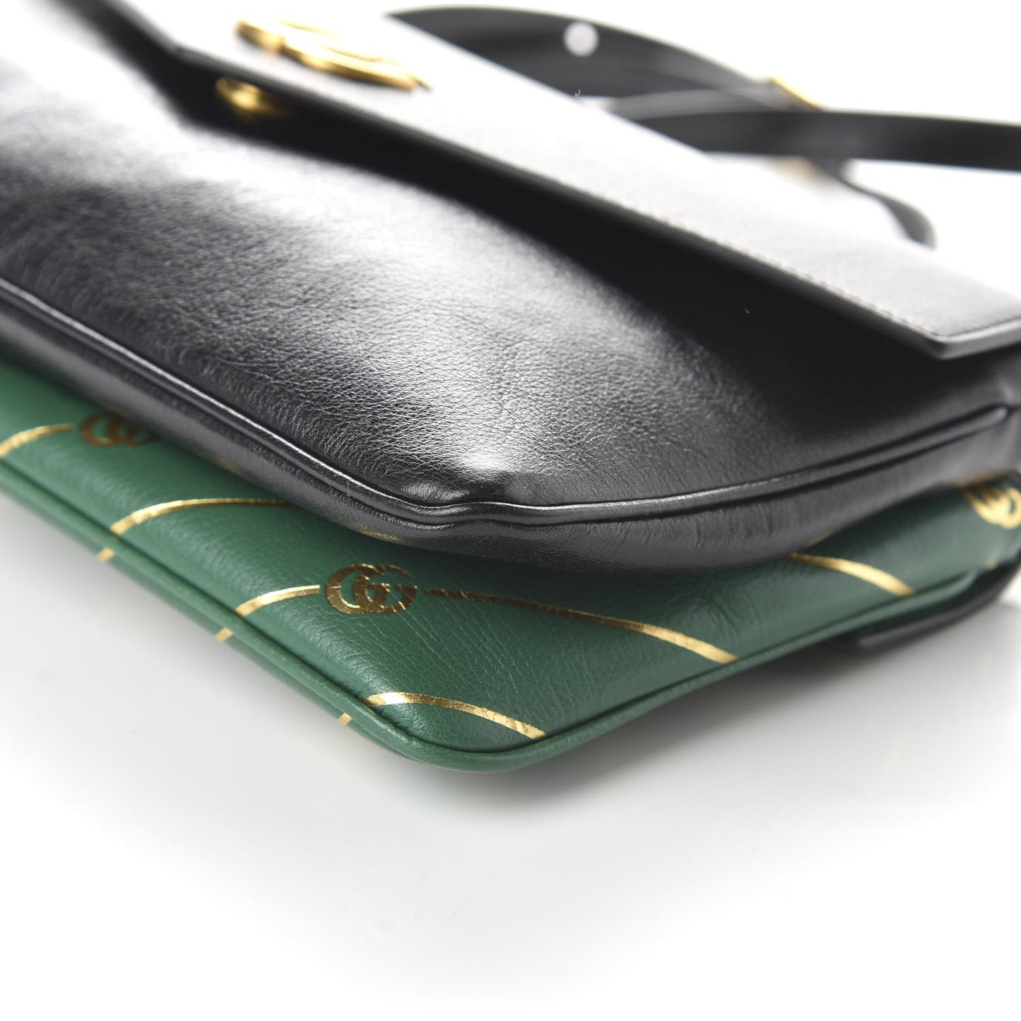 Calfskin Diagonal GG Medium Thiara Double Envelope Shoulder Bag Emerald Green Black