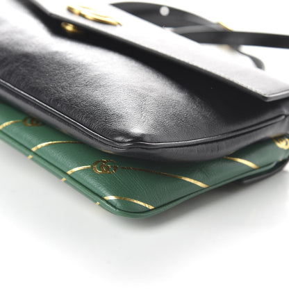 Gucci Calfskin Diagonal GG Medium Thiara Double Envelope Shoulder Bag Emerald Green Black 7 of 10
