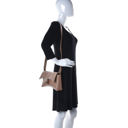 Balenciaga Extra Supple Calfskin Crocodile Embossed XS Downtown Shoulder Bag Nude Beige 2 of 11