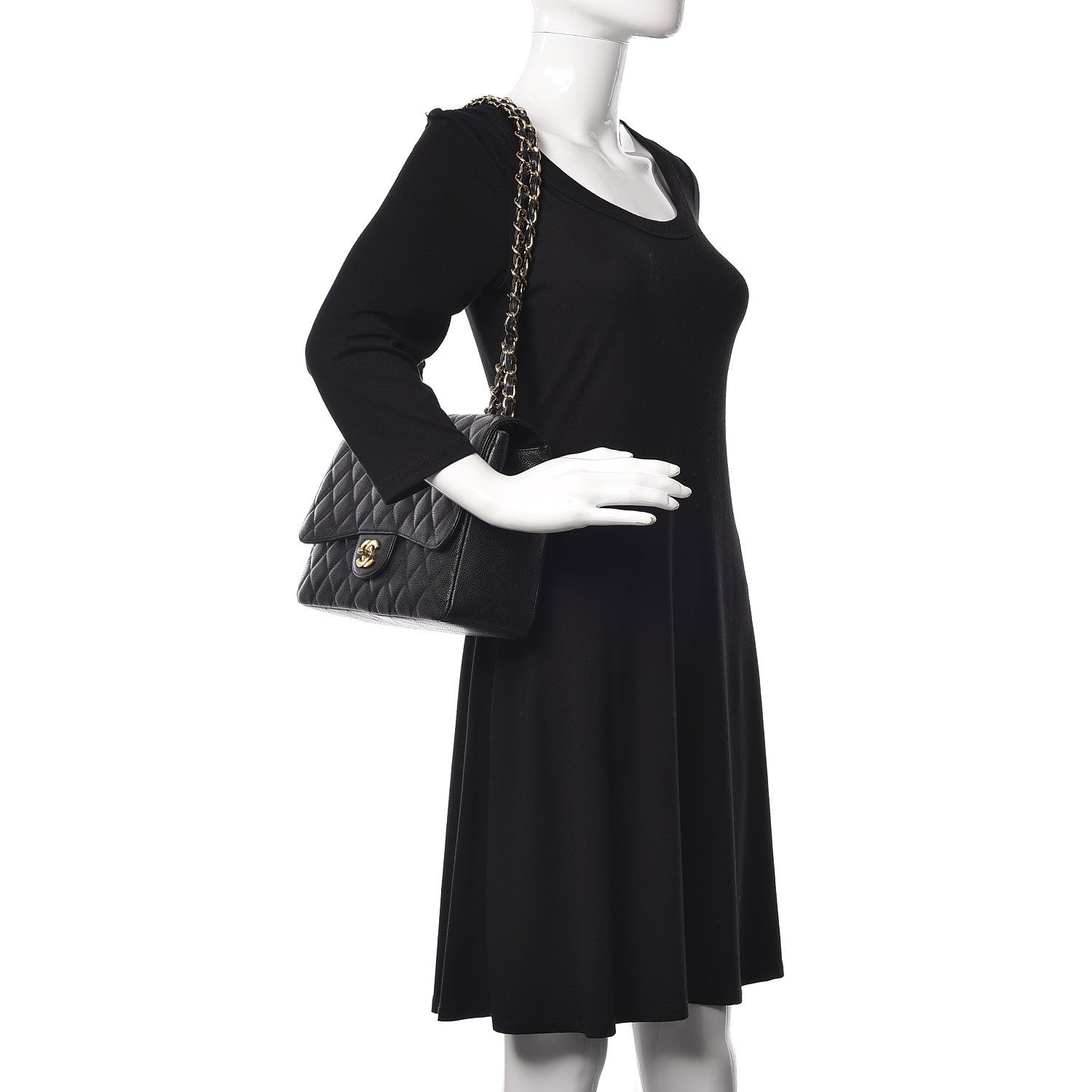 Chanel Caviar Quilted Jumbo Single Flap Black 2 of 12