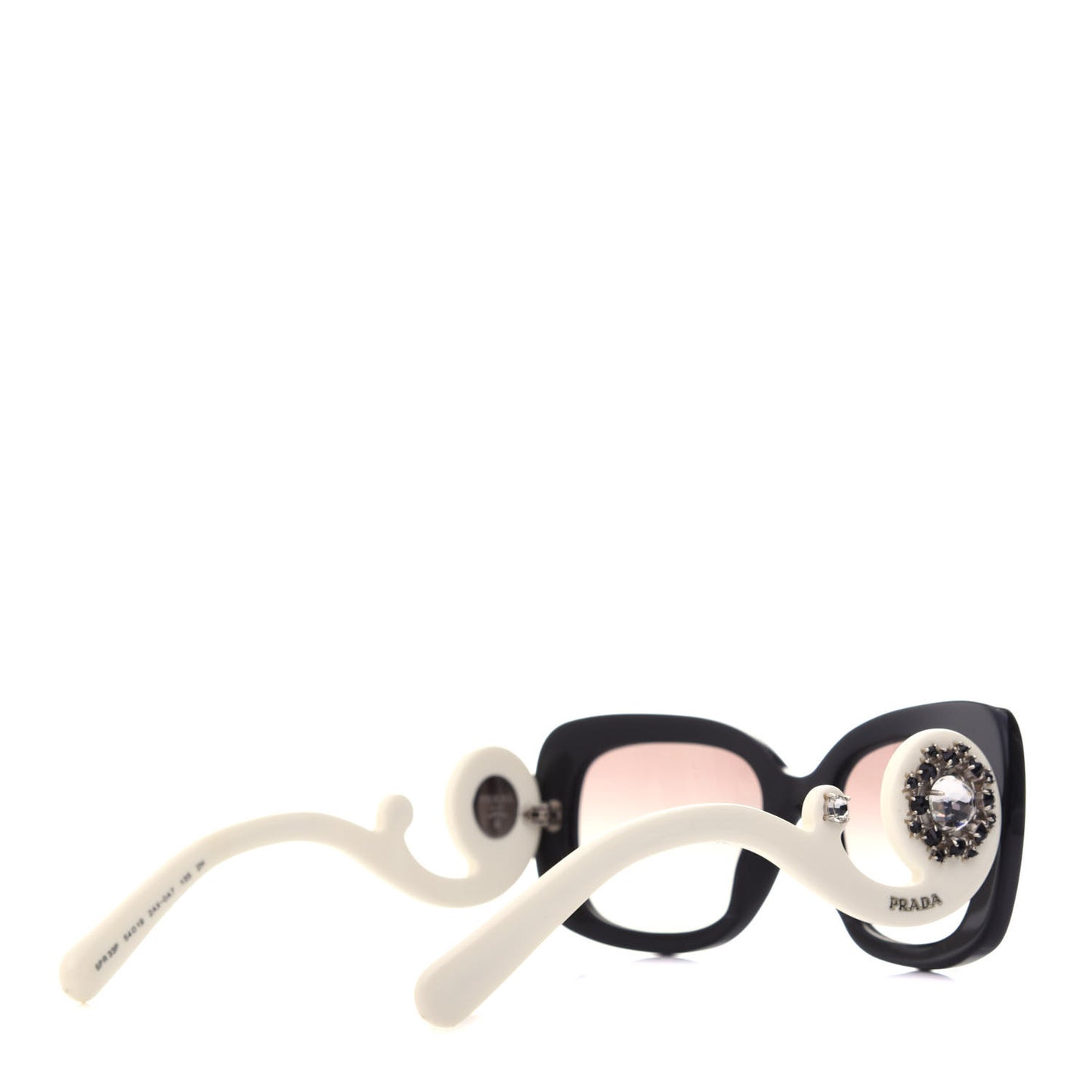 Crystal Ornate Square Baroque Sunglasses White Black