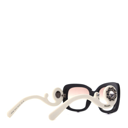 Prada Crystal Ornate Square Baroque Sunglasses White Black 4 of 7