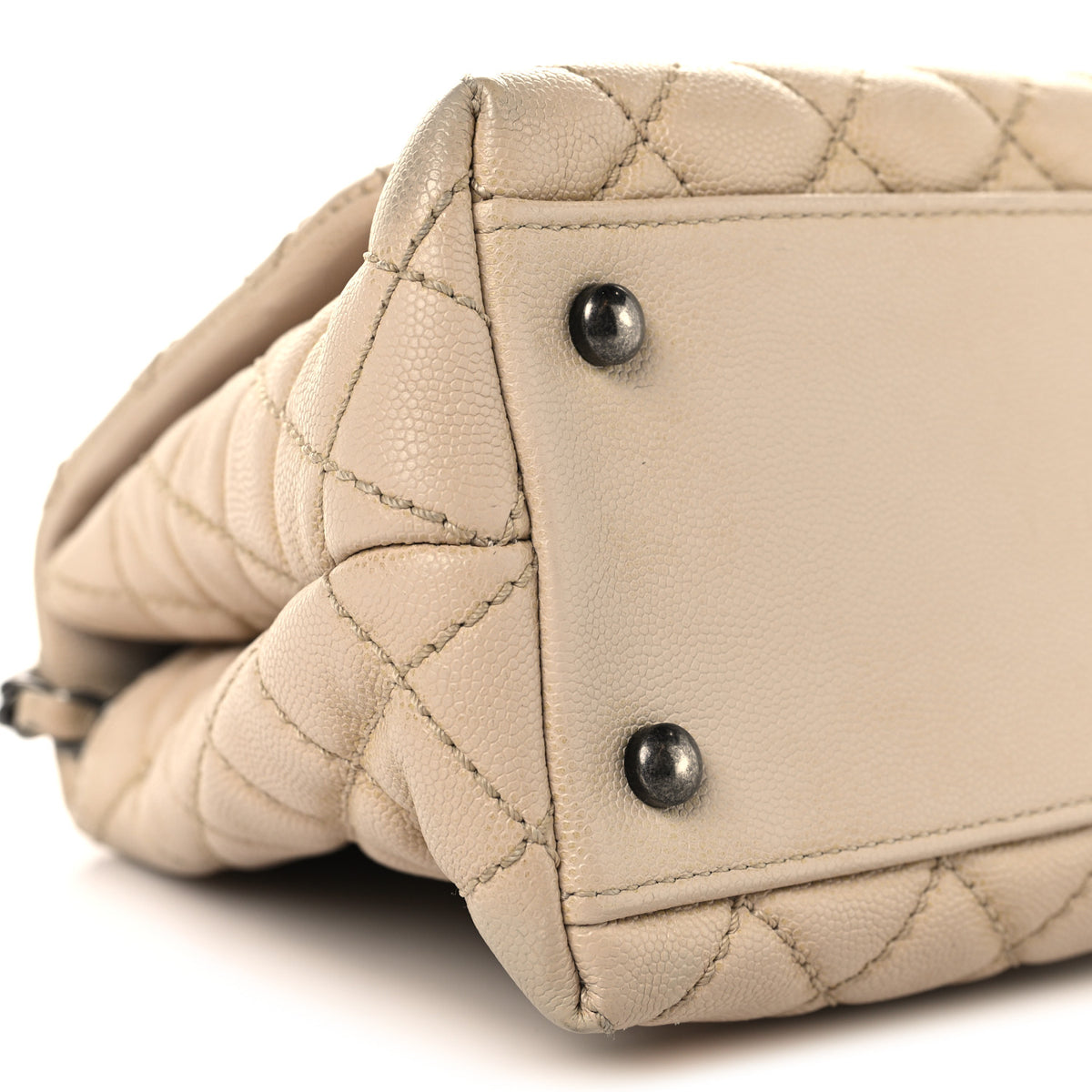 Caviar Quilted Small Coco Handle Flap Light Beige