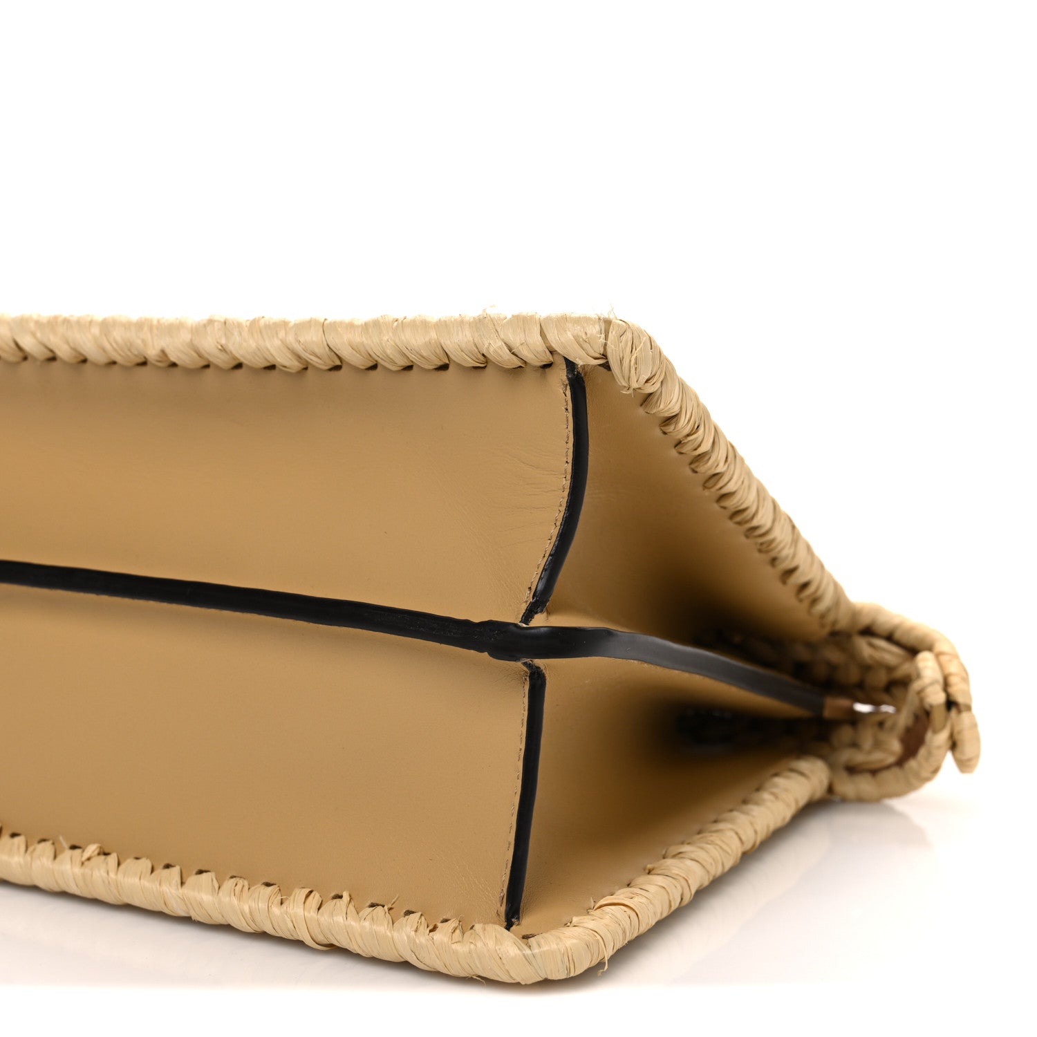 Fendi Raffia Embroidered Vitello King Shiny Nappa Intreccio Small Peekaboo I SEE U Satchel Sahara 10 of 11