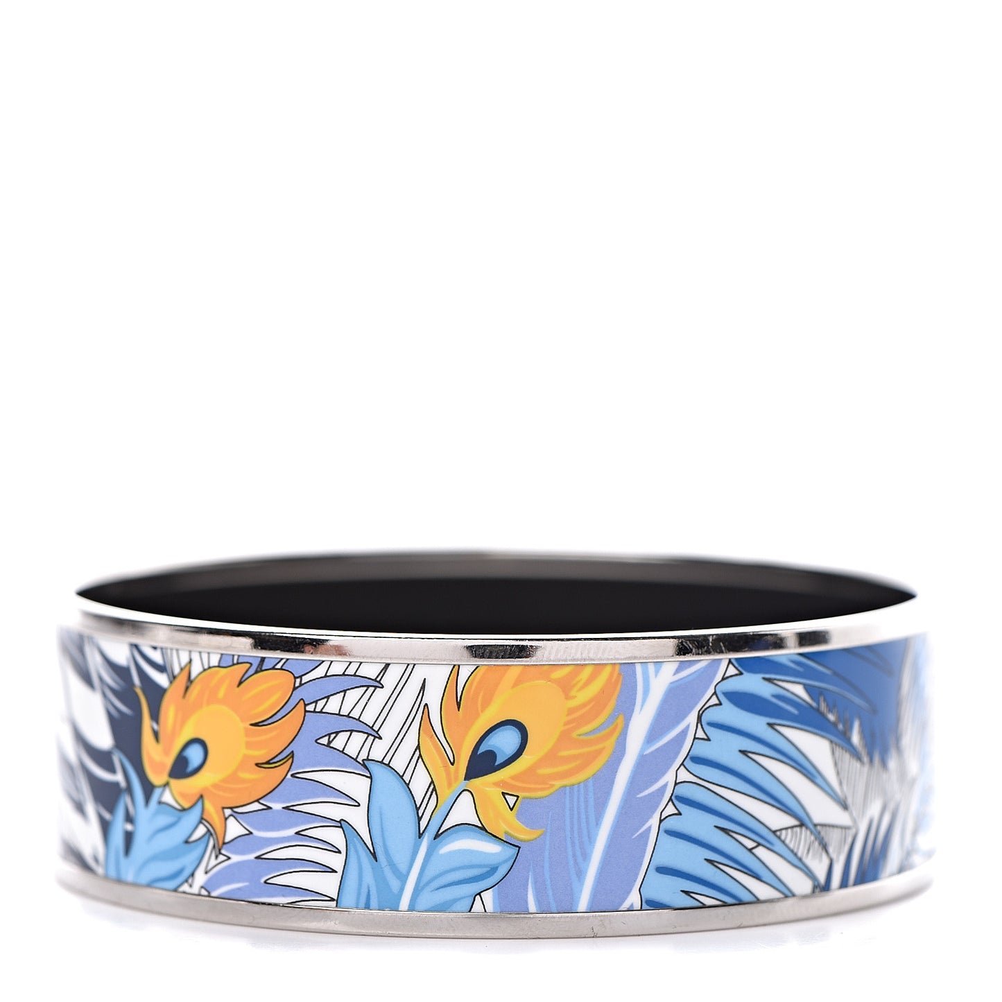 Enamel Printed Wide Mythiques Phoenix Bracelet 65 Pollen Azur