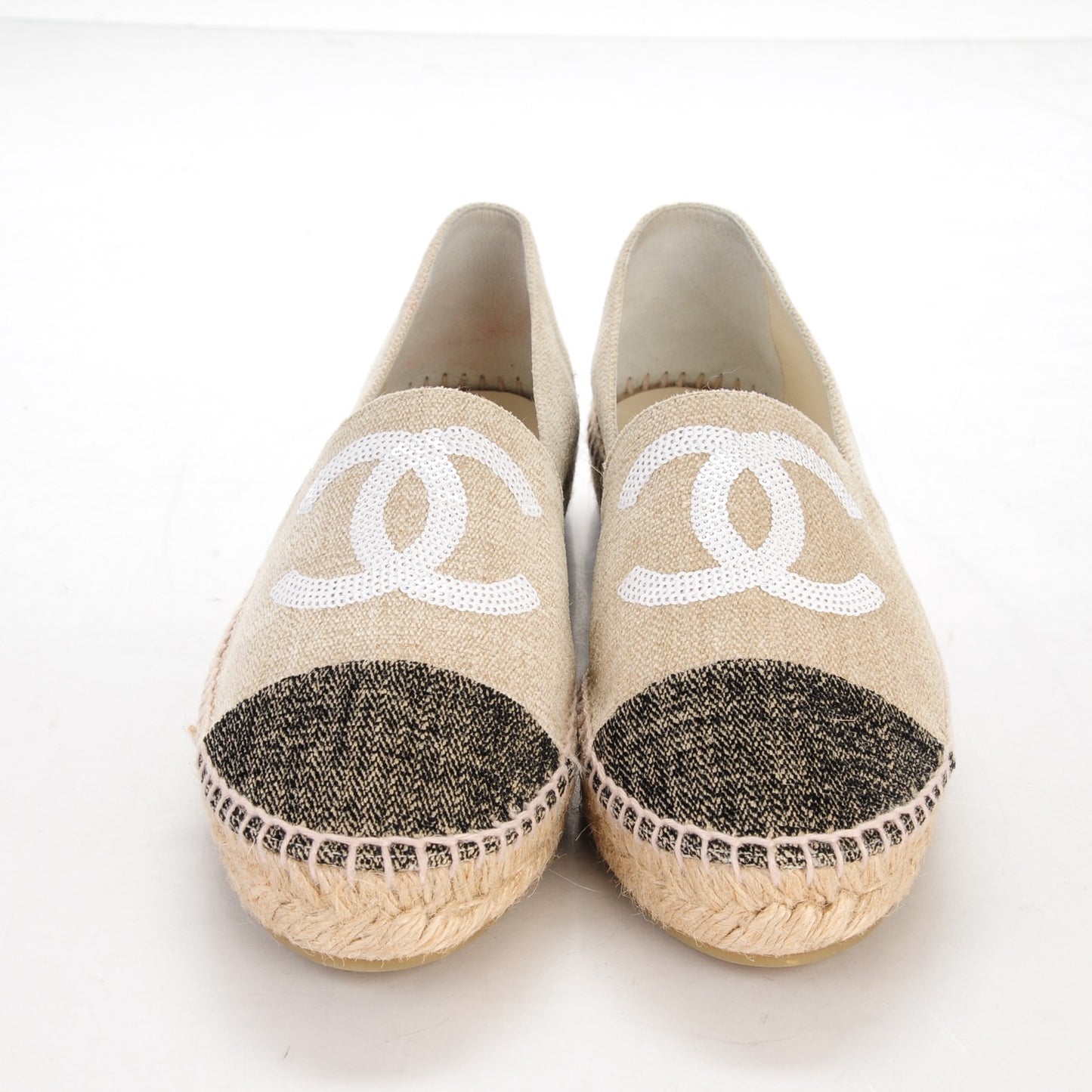 Toile Sequin CC Espadrilles 41 Beige Black