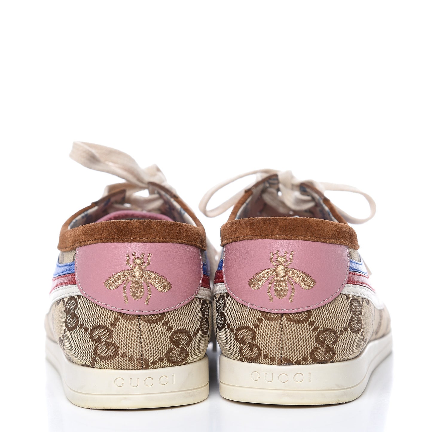 Suede Monogram Web Womens Falacer Sneakers 39.5 Nocciola Beige Mystic White Hibiscus Red