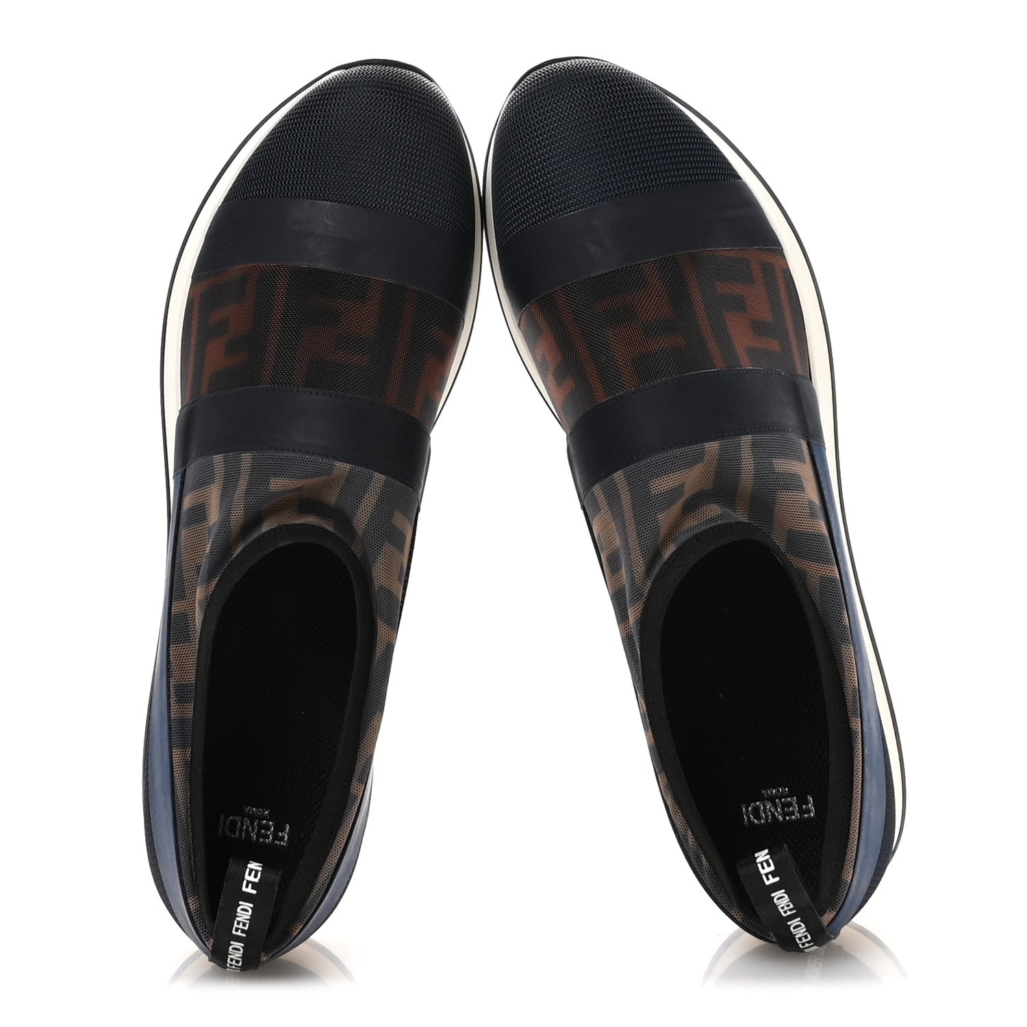 Fendi Technical Mesh FF Sneakers 38.5 Tobacco Navy 2 of 9