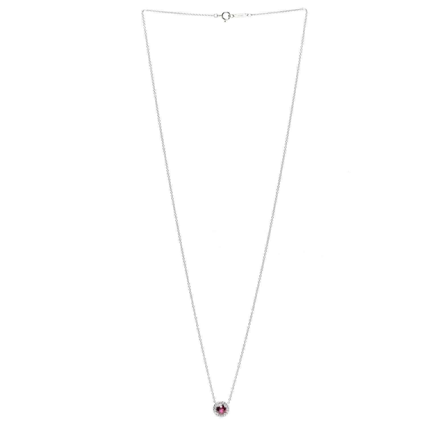 Tiffany Platinum Diamond Ruby Soleste Pendant Necklace 3 of 7