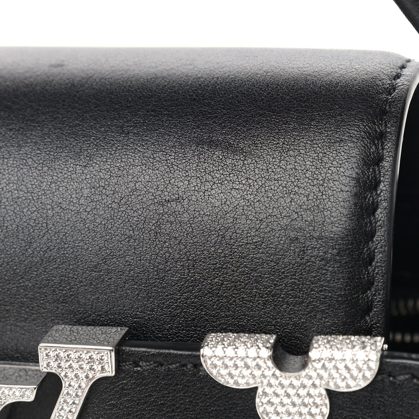 Smooth Calfskin Crystal Flowers Capucines BB Black