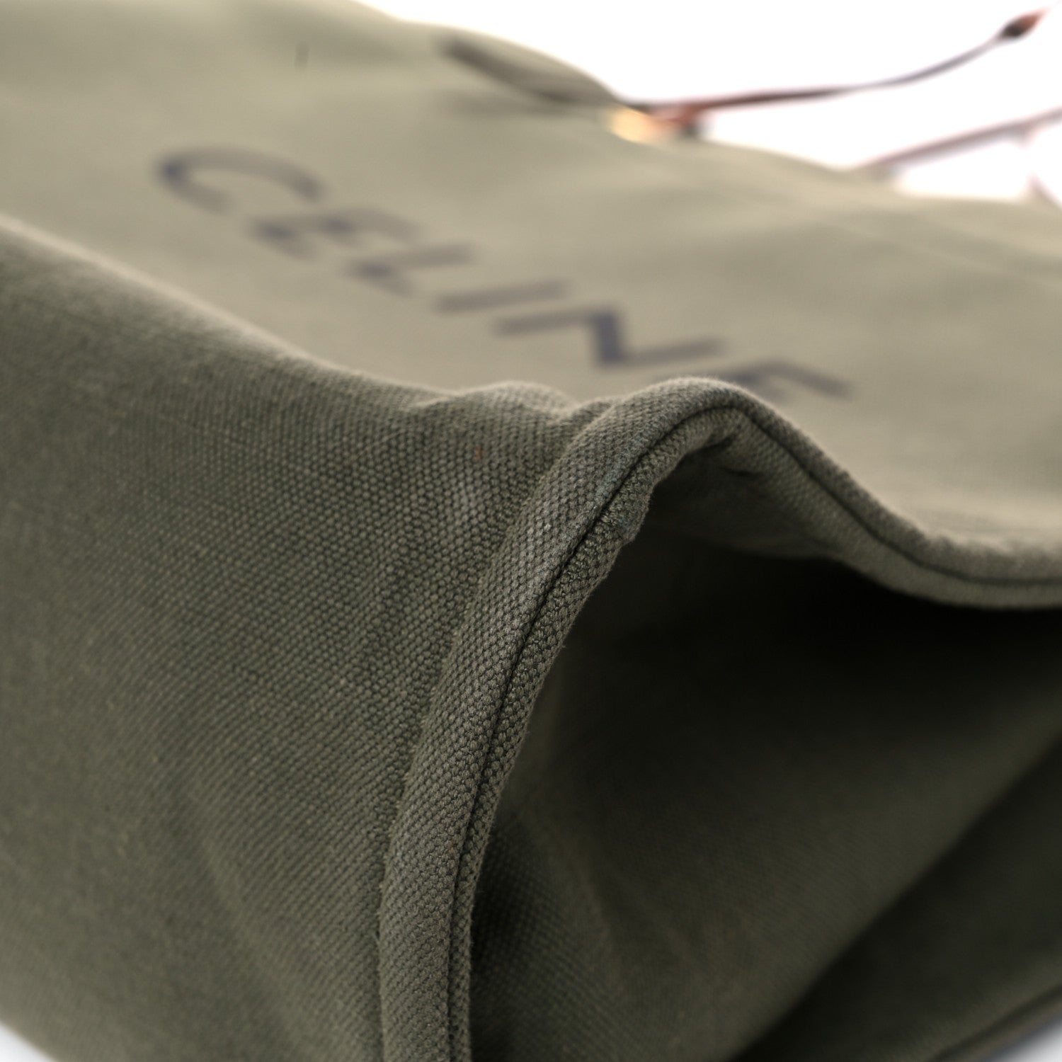 Celine Canvas Calfskin Vertical Cabas Green 8 of 13