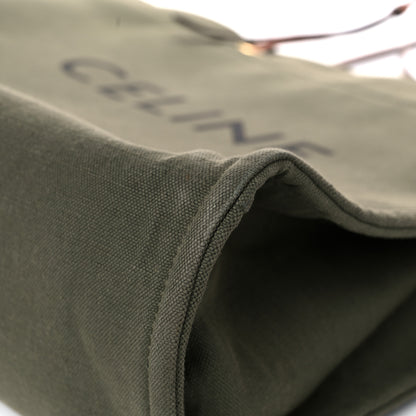 Celine Canvas Calfskin Vertical Cabas Green 8 of 13