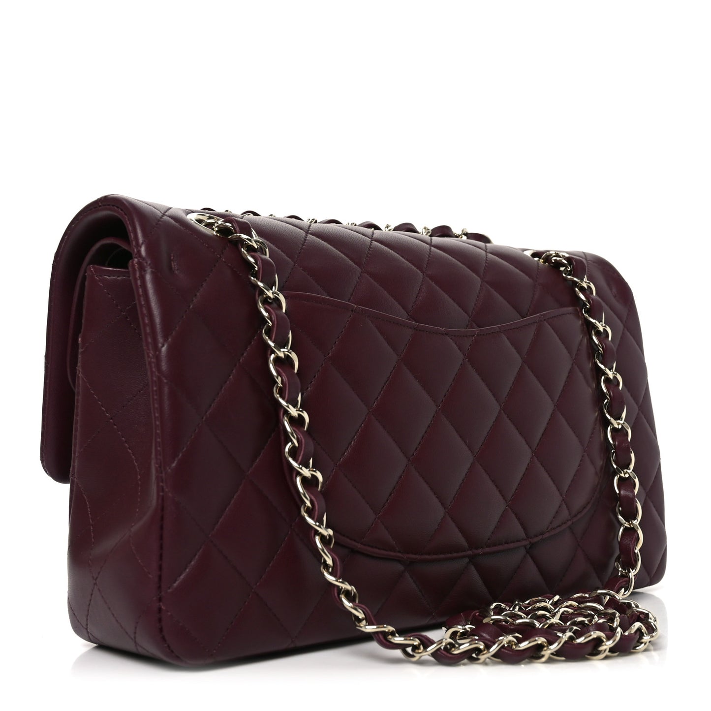 Lambskin Quilted Medium Double Flap Burgundy
