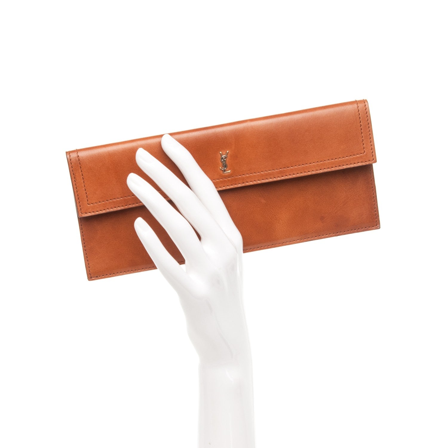 Saint Laurent Calfskin Flap Wallet Brown 2 of 6